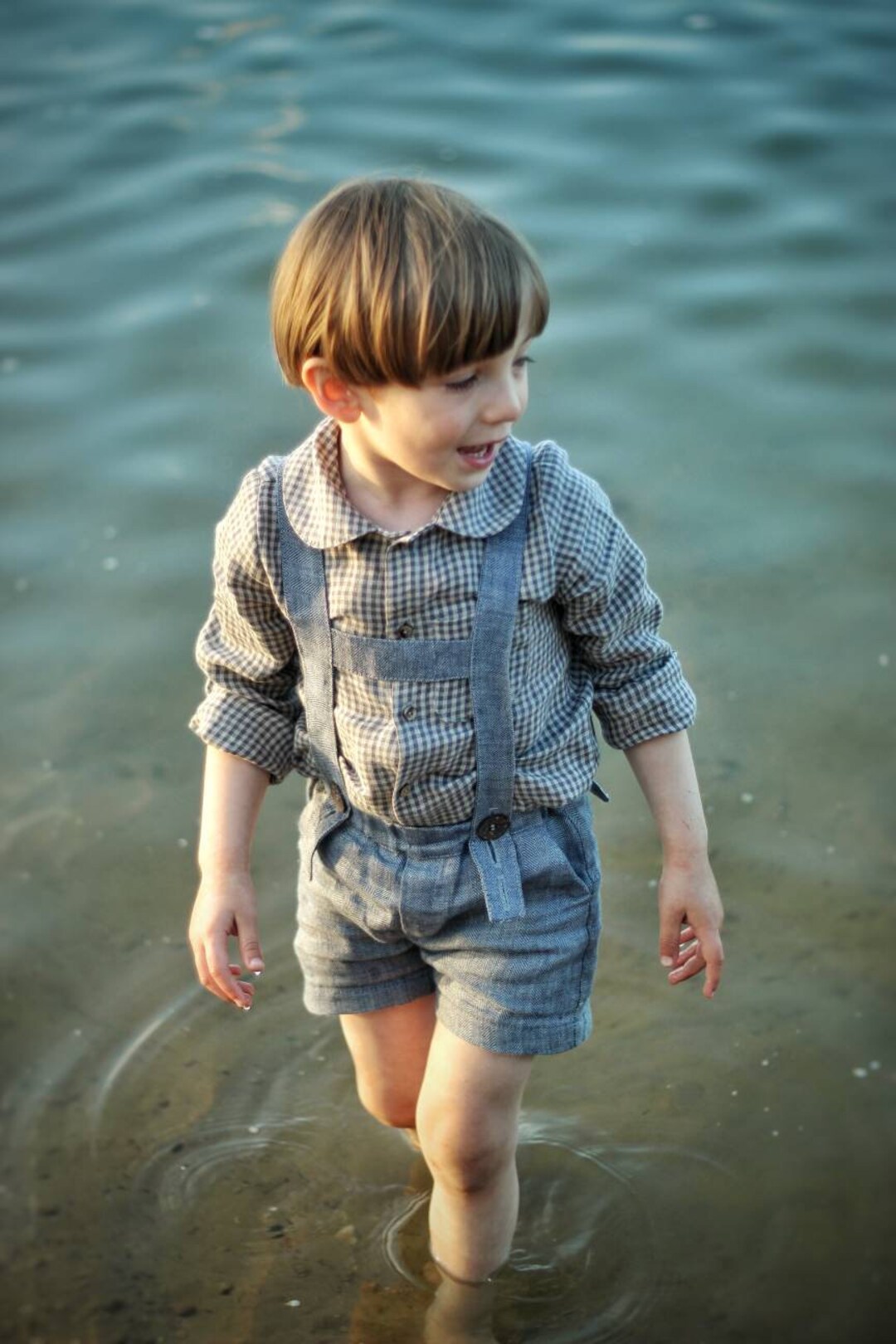Natural Linen Suspender Shorts for Kids Linen Boy Shorts With Etsy