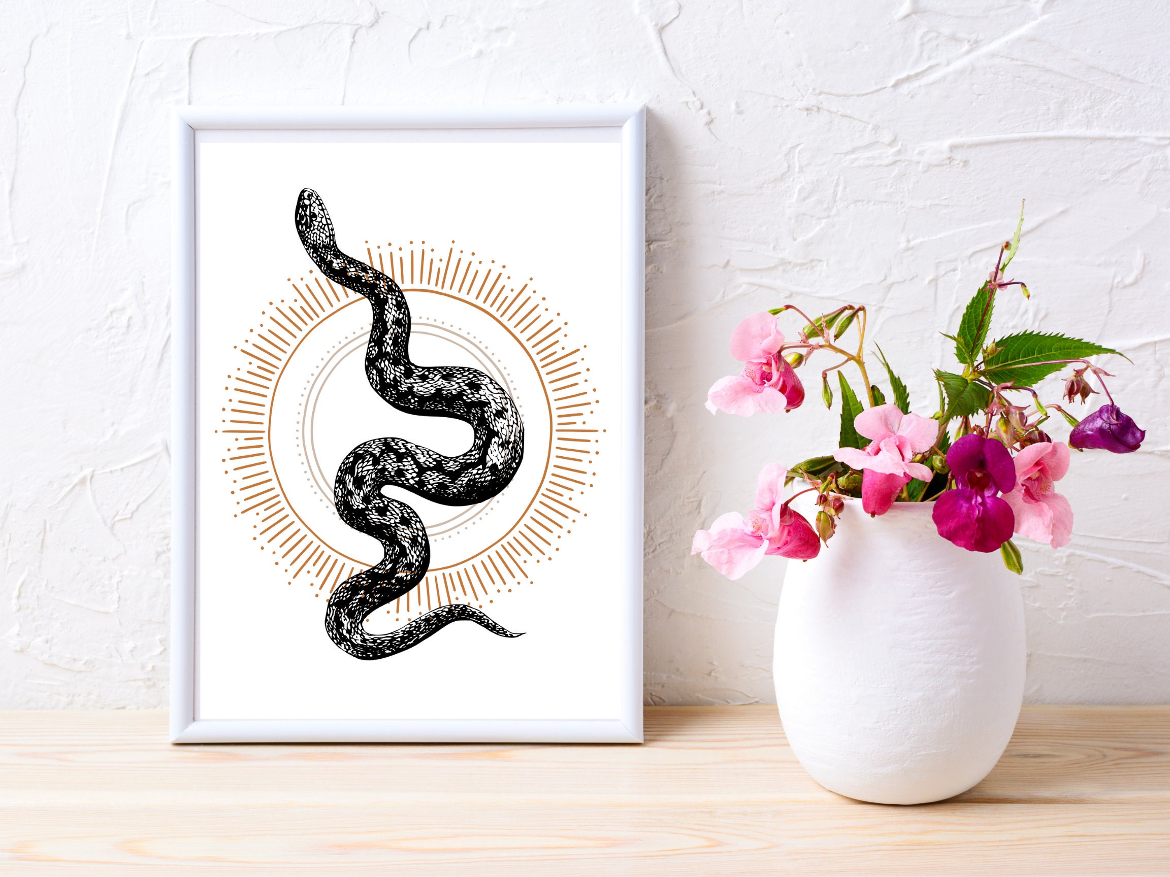 Boho Snake Print Wall Art Print Celestial Snake Print | Etsy