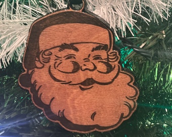 Wooden Santa Head Christmas Ornament