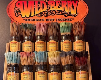45 Wild Berry & 15 Sea Witch Incense Gift Set: Hand-Dipped Sticks + Wooden Burner