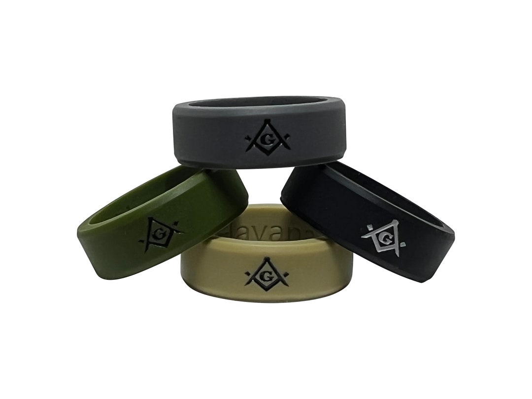 Masonic Ring Silicone Service Pack 4 Pack Backfilled in Subdued Black gray Etsy