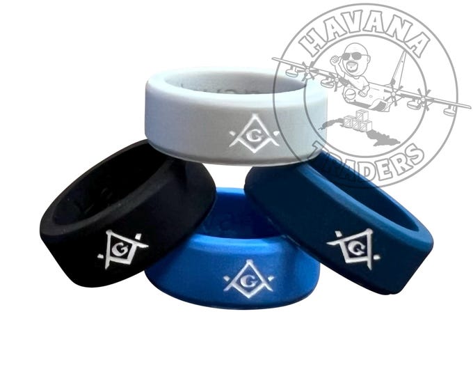 Featured listing image: Masonic Rings Silicone (4 pack with Backfilled Square and Compass)
