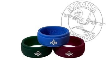 Masonic Rings Silicone (Pack of 3, backfilled in white)