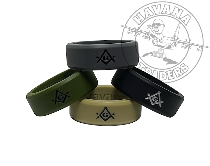 Featured listing image: Masonic Ring Silicone Service Pack ( 4 pack backfilled in subdued black/gray)