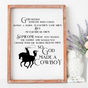 Deus fez um cowboy, Western Cowboy Svg, presente de dia dos pais, arquivo de corte SVG cristão PNG para impressão, Cricut e silhueta, download digital