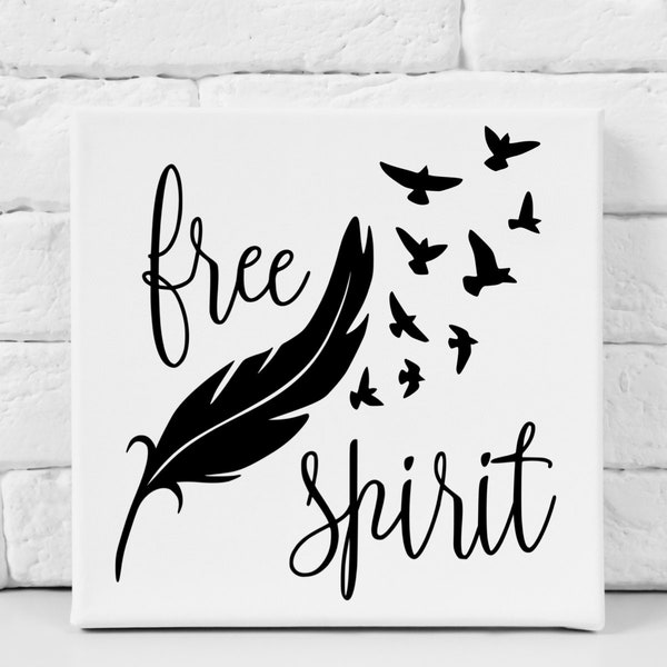 Free Spirit Svg, Boho Style Svg, Hippie mama Svg, feather and birds Svg, PNG SVG cut file printable, Cricut and Silhouette, Digital Download