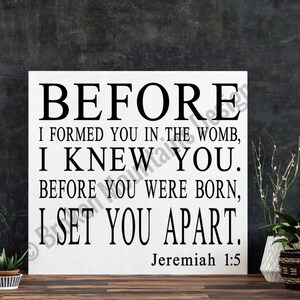 Antes de que te formara en el vientre / archivo de corte / imprimible / jpeg / png / svg / cricut y silueta / descarga digital / verso de la Biblia / plantilla de signo