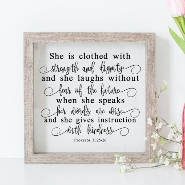 She is clothed with strength and dignity/Cut File/ Printable/ jpeg/ png/ svg/ Cricut and Silhouette/ Digital Download/ Mother’s Day Gift