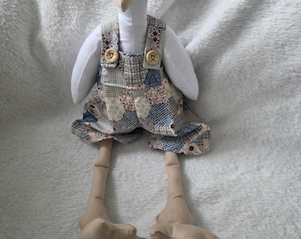 Handmade Tilda Goose: Patchwork Outfit, Collectible Plush