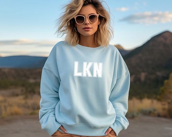 Sudadera LKN, sudadera Lake Norman, cuello redondo LKN, Lake Norman North Carolina, ropa de navegación, ropa del día del lago, regalo para el amante del lago