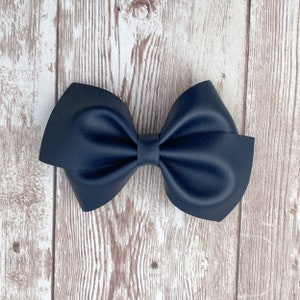 Navy Hair Bow, Blue Hair Clip, Fall Hair Bow, Hair Accessory for Girls, Neutral Hair Bow for Toddler, Newborn Headband for Baby