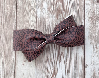 Léopard cheveux Bow, Clip de cheveux léopard, Clip de cheveux neutre, Accessoire de cheveux pour filles, Arcs en queue de cochon, Bandeau pour nouveau-né, Cadeau de fille nouveau-né