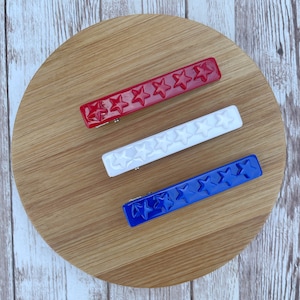 Patriotic Hair Clip, 4th of July Hair Clip, Star Hair Clip, Acrylic Hair Clip, Hair Accessory for Her, Toddler Barrette, Bar Clip for Girls