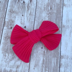 Knit Hair Bow, Red Hair Bow, Blue Hair Bow, Independence Day Hair Clip, Patriotic Bow, Hand Tied Hair Bow, Girls Hair Accessory