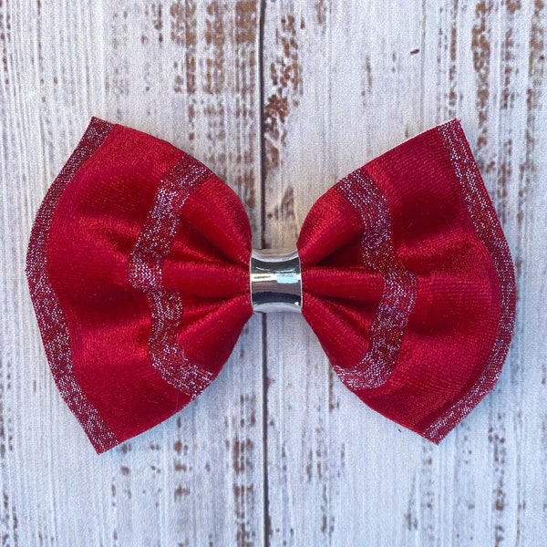 Red Velvet Bow, Hair Accessories for Baby, Newborn Headband, Christmas Gift for Girls, Red Hairbow, Velvet Hair Clip