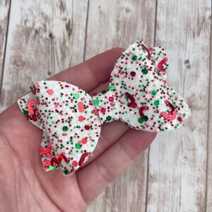 Glitter Hair Bow, Christmas Hair Bow, Holiday Hair Clip, Stocking Stuffer for Toddler, Christmas Accessory for Girl, Christmas Gift for Her