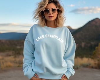 Sudadera del lago Champlain, cuello redondo del lago Champlain, lago Champlain Vermont, ropa de navegación, ropa del día del lago, regalo para el equipo del lago Champlain