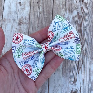 Santa Hair Bow, Christmas Gift for Girls, Stocking Stuffer for Toddler, Christmas Hair Clip, Holiday Bow, Newborn Headband for Baby