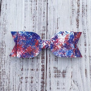 Fourth of July Hair Clip, 4th of July Hair Bow, Fireworks Hair Bow, Patriotic Hair Clip, Independence Day Bow, Paint Splatter Hair Bow