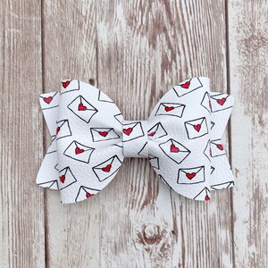 Valentines Hair Bow, White Hair Clip, Hair Accessories for Baby, Headband for Newborn, Valentines Gift for Girls, Love Letter