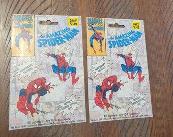 1993 Spiderman Vintage Temporary Tattoos Set Of 2 Unopened New Old Stock Rare Marvel Comics