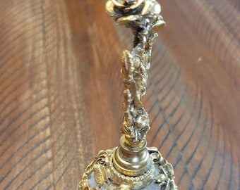 1940s Vintage Empty Matson Gold Ormolu Glass Crystal Perfume Bottle Roses Filigree