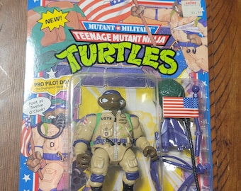 1991 TMNT Pro Pilot Don Mutant Military Vintage Teenage Mutant Ninja Turtles Action Figure Unpunched New Old Stock Mutant Military