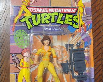 1990 TMNT April O'Neil Press Badge Variant Vintage Teenage Mutant Ninja Turtles Action Figure New Old Stock