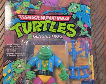 1989 TMNT Genghis Frog Unpunched Vintage Teenage Mutant Ninja Turtles Action Figure New Old Stock