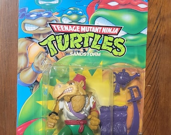 1992 TMNT Sandstorm Grail Figure Vintage Teenage Mutant Ninja Turtles Action Figure Unpunched New Old Stock Hard To Find!