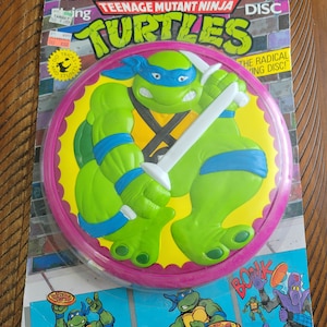 1989 TMNT Frisbee Spectra Star Leonardo New Old Stock Ungeöffnete Original Karte Teenage Mutant Ninja Turtles Schwer zu finden