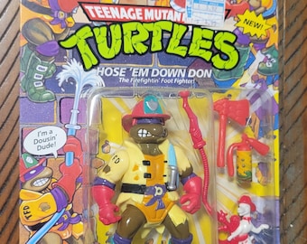 1991 TMNT Hose Em Down Don Vintage Teenage Mutant Ninja Turtles Action Figure New Old Stock