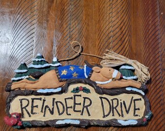 Enfeite de porta "Rena em Movimento" - Decoração de Natal de 1997 - Muito Original