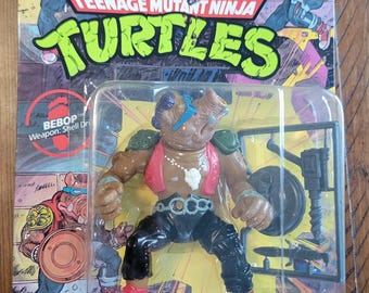 Figura de ação vintage do Bebop, das Tartarugas Ninja, de 1990, sem furos.
