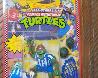 1991 TMNT Shell Kickin Raph Sewer Sports Unpunched Bilingual Rare Multilanguage Vintage Teenage Mutant Ninja Turtles Figure New Old Stock