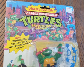 1989 TMNT Breakfightin Raphael Wacky Action Vintage Teenage Mutant Ninja Turtles Action Figure New Old Stock