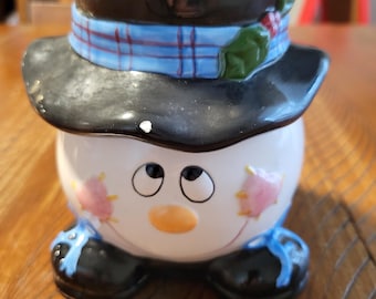 Pote de doces vintage do Frosty, o Boneco de Neve – Decoração de Natal da Young’s, 2001