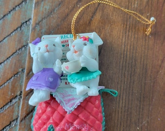 1996 Lustre Recipe Oven Mitt Christmas Holiday Ornament Xmas Decoration Vintage Hard To Find