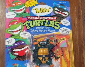 1991 TMNT Talkin Michaelangelo Vintage Teenage Mutant Ninja Turtles Actionfigur New Old Stock