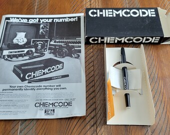 Vintage 1980 Invisible Ink Pen With Original Box and Advertisement Flyer CHEMCODE Insanely Rare