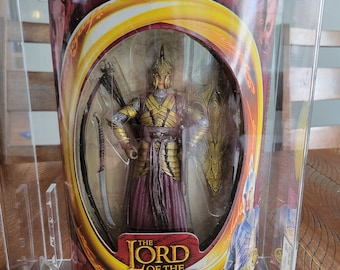 2002 LOTR The Fellowship Of The Ring Prologued Elven Warrior AFA Graded 85 Action Figure, Acrylic Case Has a Loose Stabilizer