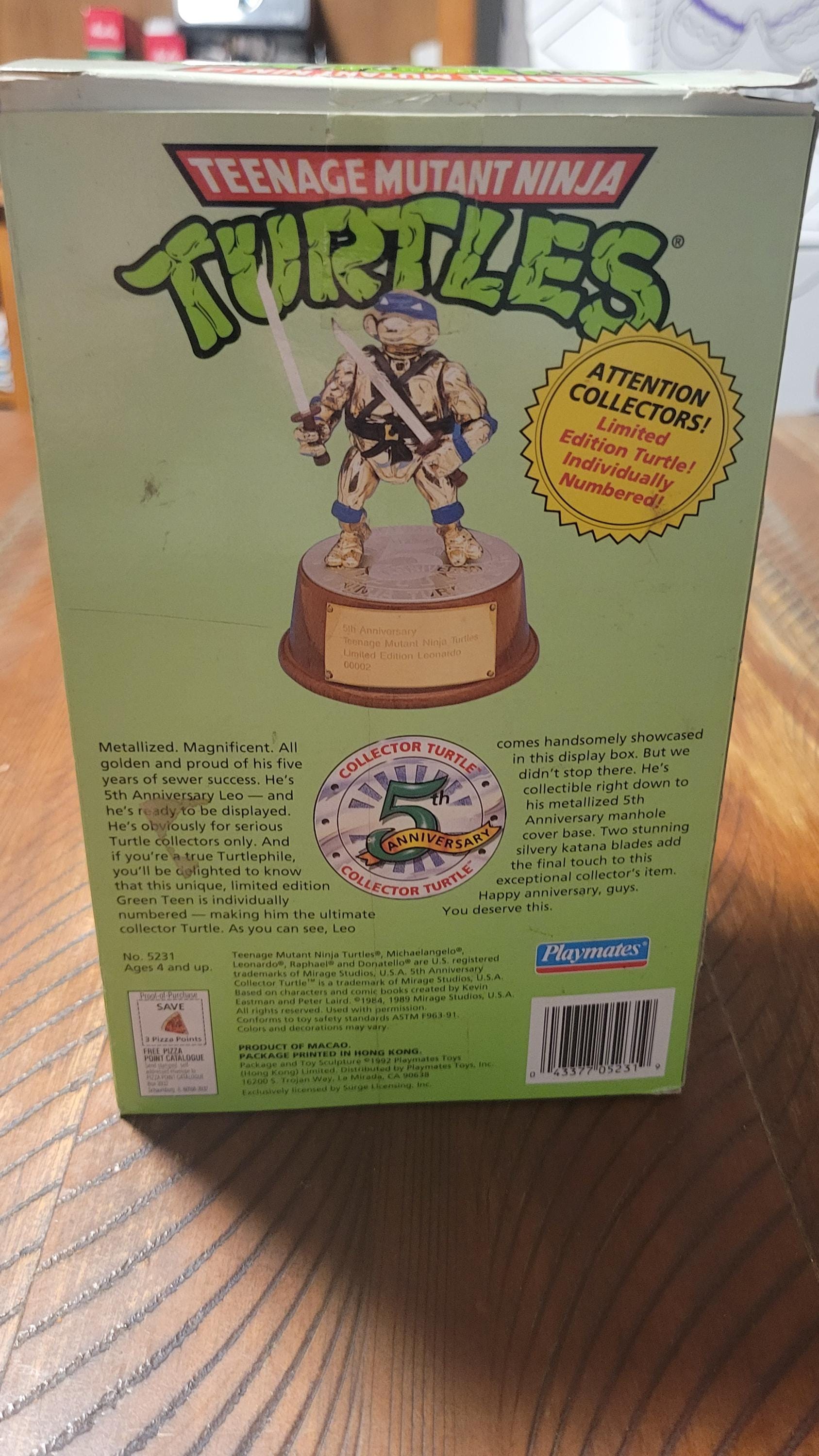 1992 TMNT #65022 Limited Edition 5th Anniversary Gold Leonardo