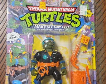 1991 TMNT Make My Day Leo Action Figure - Unpunched Vintage