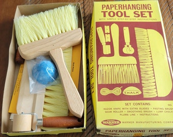 Vintage Paper Hanging Tool Set With Original Box and Paperwork 80s