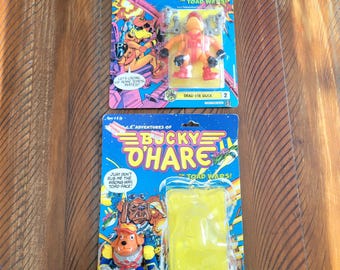 1990 Bucky O'Hare Vintage Action Figures Set Of 2 Dead Eye Duck and Commander Dogstar One Unopened, Both Complete Sold Together