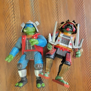 1993 TMNT Movie 3 Giant Samurai Raphael and Leonardo Sold Together Vintage 12&quot; Teenage Mutant Ninja Turtles Action Figures