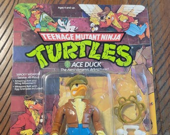 1989 TMNT Ace Duck Hat On Variant Unpunched Vintage Teenage Mutant Ninja Turtles Action Figure New Old Stock