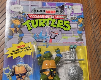 1991 TMNT Head Droppin Leo Vintage Teenage Mutant Ninja Turtles Action Figure Unpunched New Old Stock