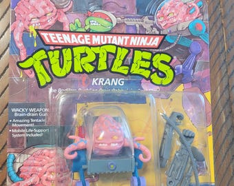 1989 TMNT Krang Unpunched Original Run Vintage Teenage Mutant Ninja Turtles Action Figure New Old Stock