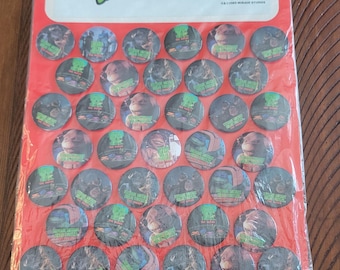 Display de loja com todos os botões das Tartarugas Ninja (TMNT) de 1989